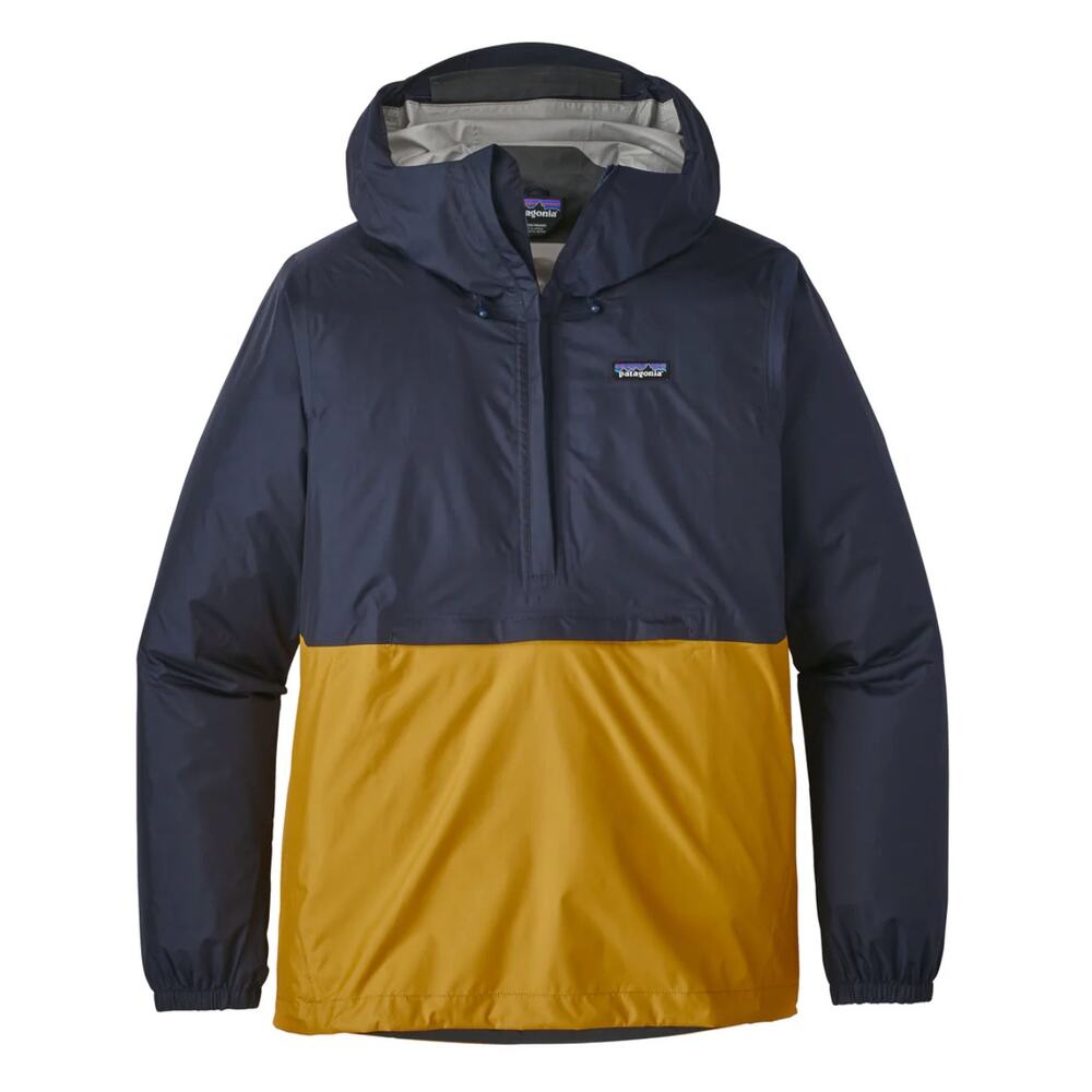 patagonia mens XL torrentshell pullover in navy & gold